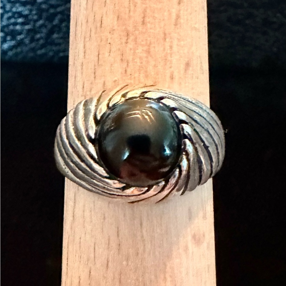 Vintage Sterling Silver Black Onyx Ring Size 10